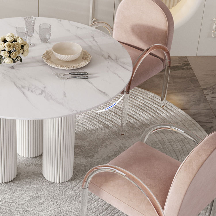 Modern 1/5 Pieces Dining Set Round Stone Dining Table for Dining Room Kitchen