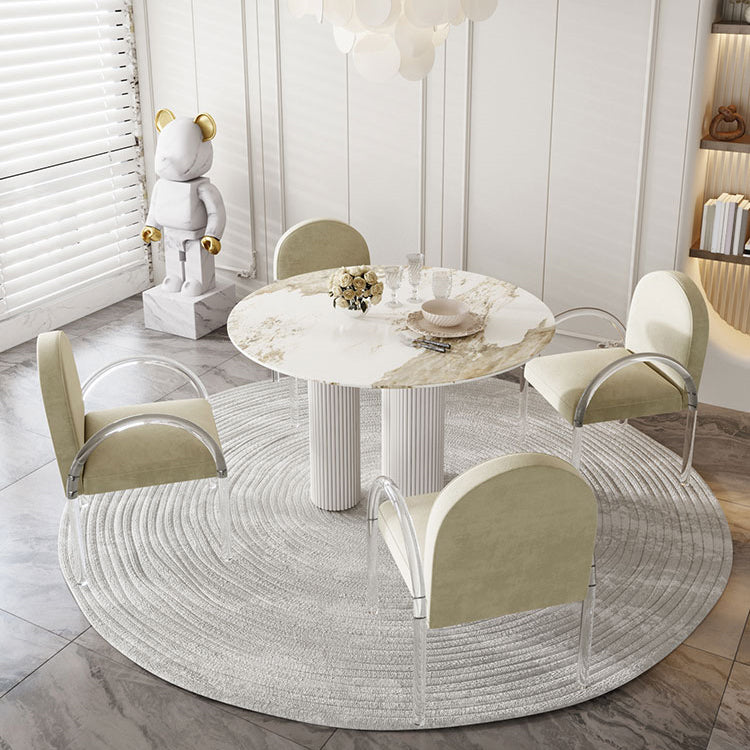 Modern 1/5 Pieces Dining Set Round Stone Dining Table for Dining Room Kitchen