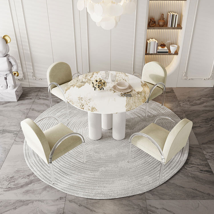 Modern 1/5 Pieces Dining Set Round Stone Dining Table for Dining Room Kitchen
