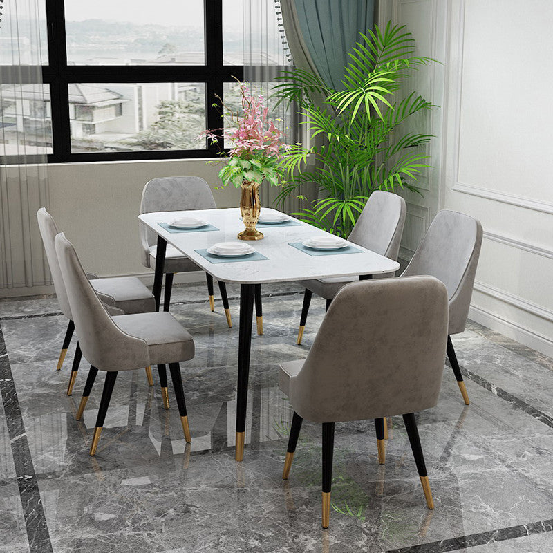 Contemporary Dining Table Set 1/2/7 Pieces Indoor Stone and Iron Dinette Set
