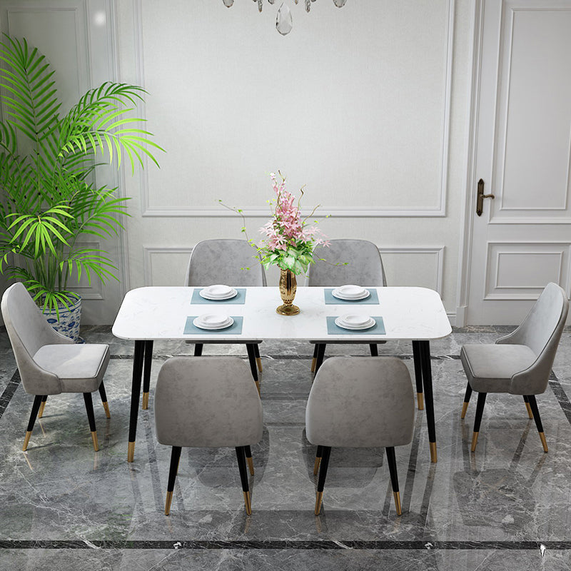 Contemporary Dining Table Set 1/2/7 Pieces Indoor Stone and Iron Dinette Set