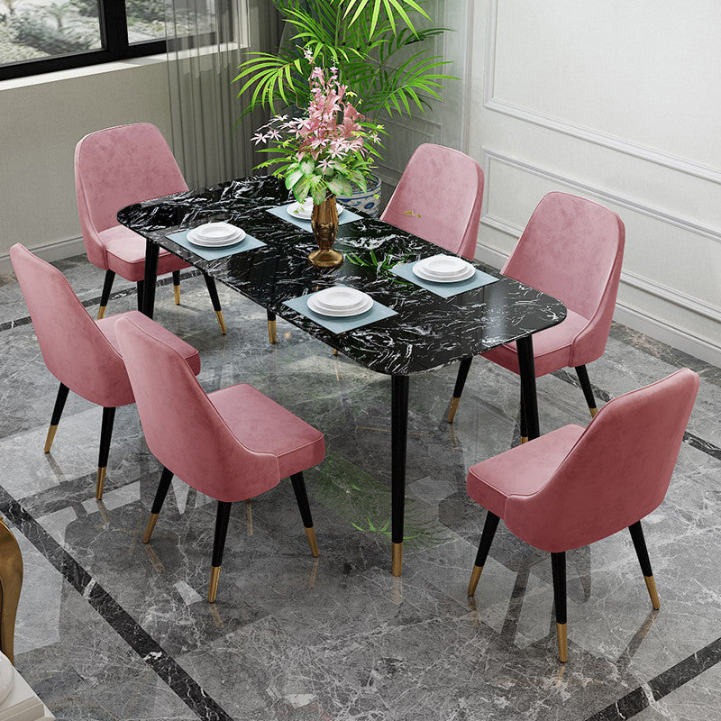 Contemporary Dining Table Set 1/2/7 Pieces Indoor Stone and Iron Dinette Set