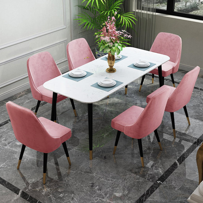Contemporary Dining Table Set 1/2/7 Pieces Indoor Stone and Iron Dinette Set
