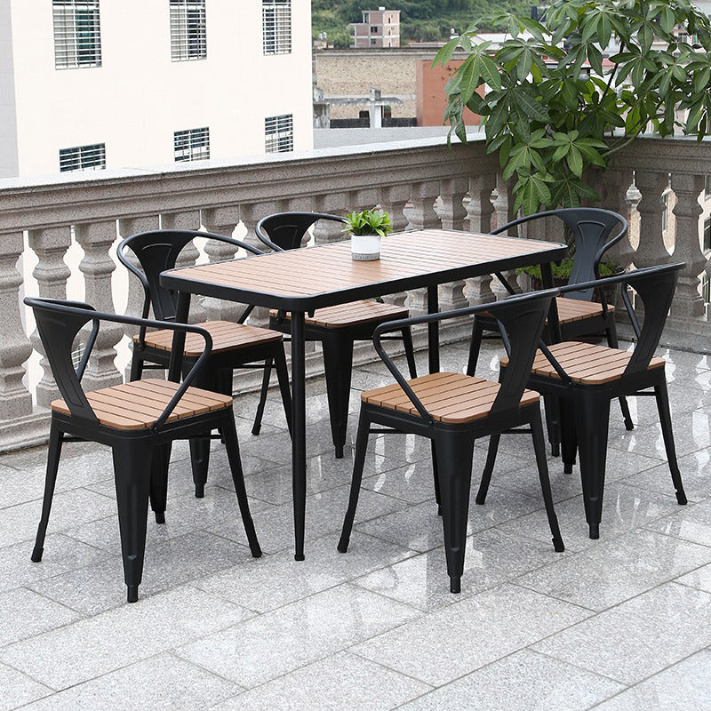 Modern Style Metal Dining Table Set 1/2/3/5/7 Pieces Outdoor Dinette Set