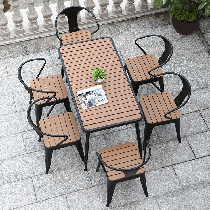 Modern Style Metal Dining Table Set 1/2/3/5/7 Pieces Outdoor Dinette Set