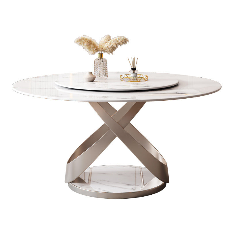 Modern Leather Dining Set 1/4/5/7 Pieces Round Dining Table and Chairs