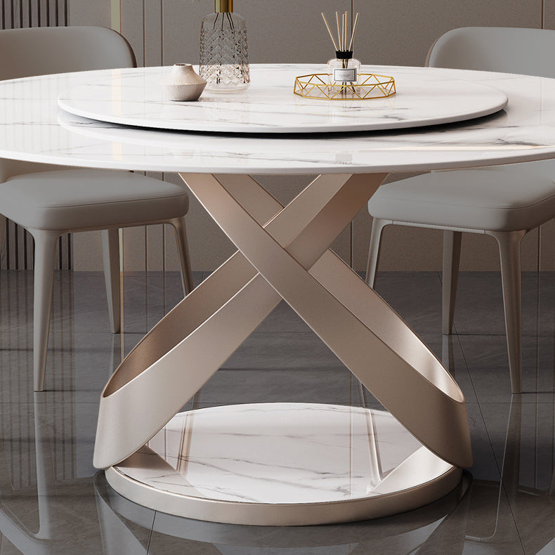 Modern Leather Dining Set 1/4/5/7 Pieces Round Dining Table and Chairs