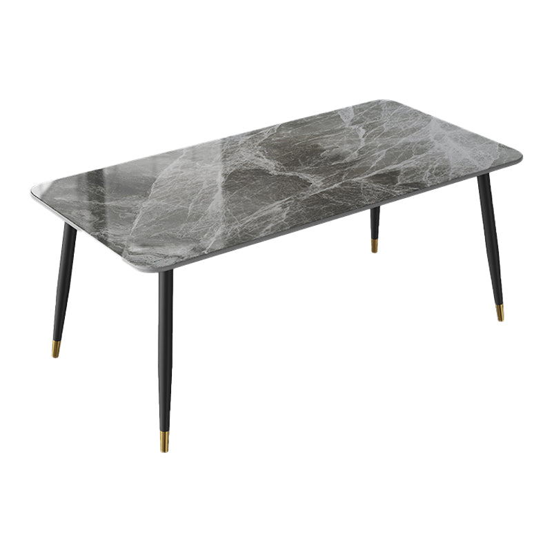Traditional Luxury Dining Table Rectangle Sintered Stone Table with 4 Legs