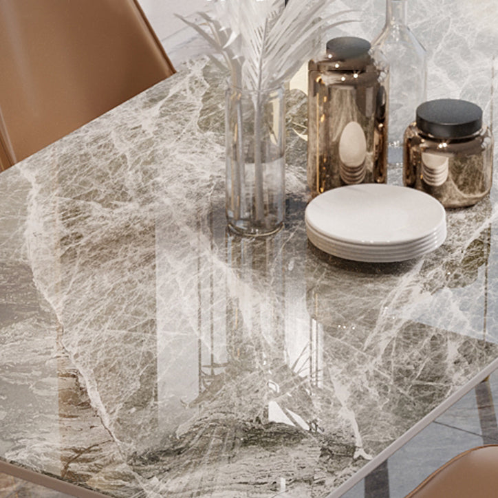 Traditional Luxury Dining Table Rectangle Sintered Stone Table with 4 Legs
