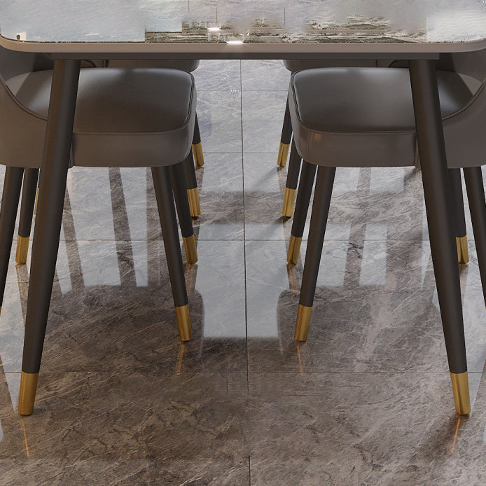 Traditional Luxury Dining Table Rectangle Sintered Stone Table with 4 Legs