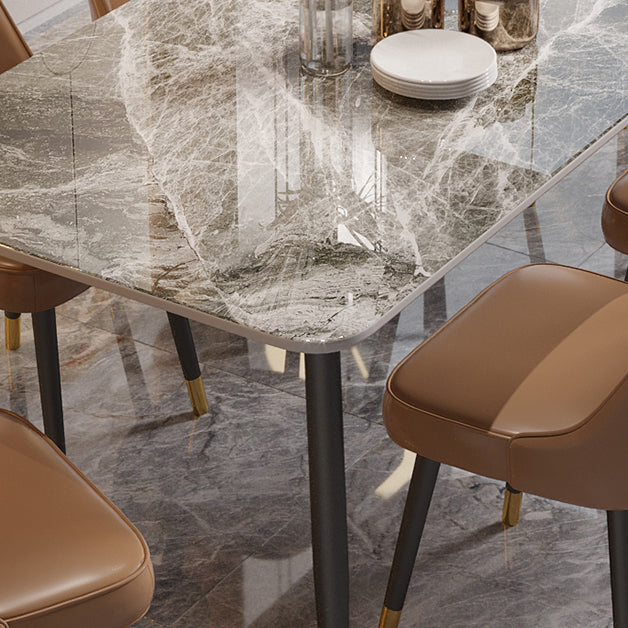 Traditional Luxury Dining Table Rectangle Sintered Stone Table with 4 Legs