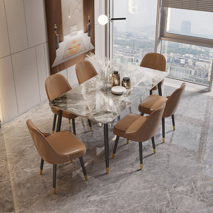 Traditional Luxury Dining Table Rectangle Sintered Stone Table with 4 Legs