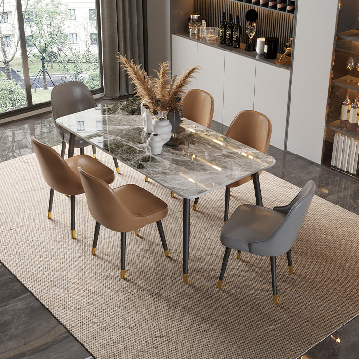 Traditional Luxury Dining Table Rectangle Sintered Stone Table with 4 Legs