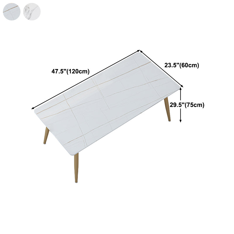 Stone Top Gold Base Dinner Room Kitchen Table Traditional Luxury Rectangle Dining Table