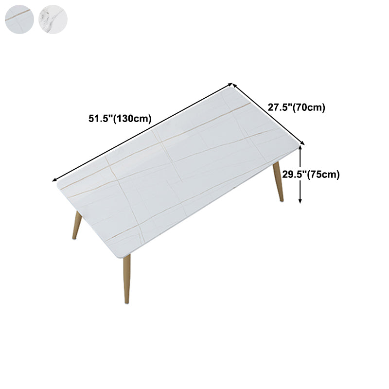 Stone Top Gold Base Dinner Room Kitchen Table Traditional Luxury Rectangle Dining Table