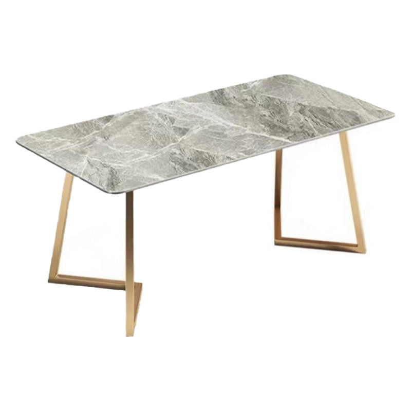 Traditional Luxury Dining Table Sintered Stone Rectangle Table with Gold Base