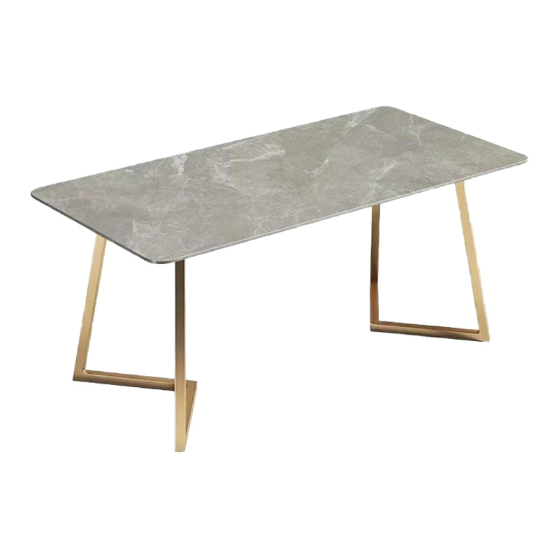Traditional Luxury Dining Table Sintered Stone Rectangle Table with Gold Base