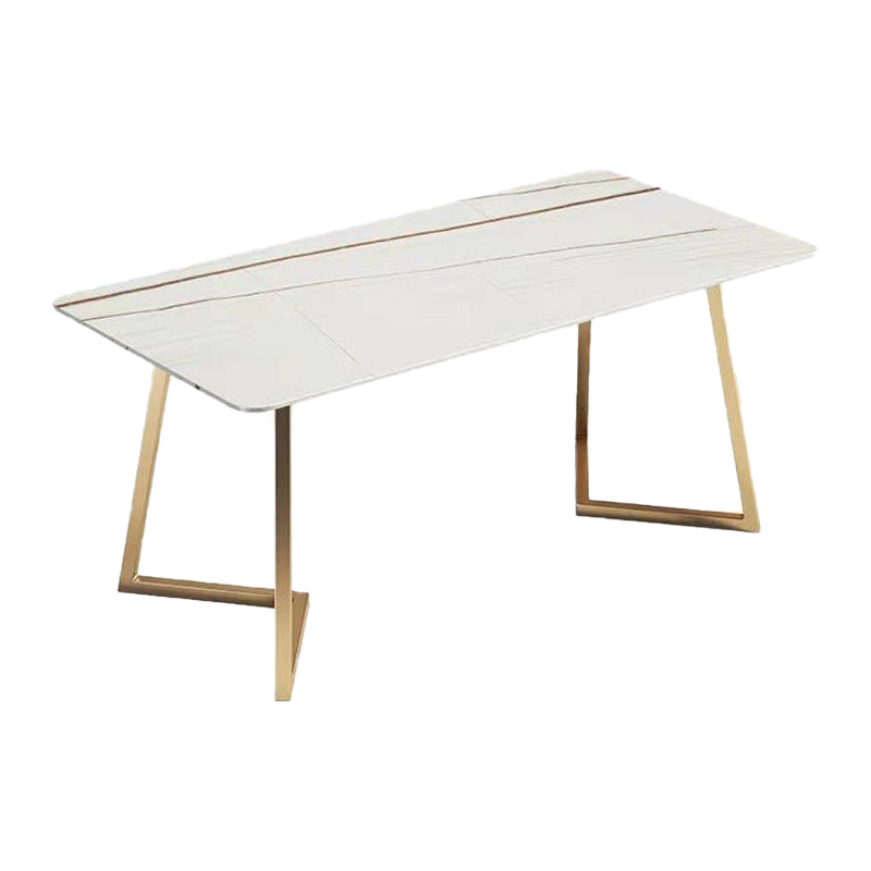 Traditional Luxury Dining Table Sintered Stone Rectangle Table with Gold Base