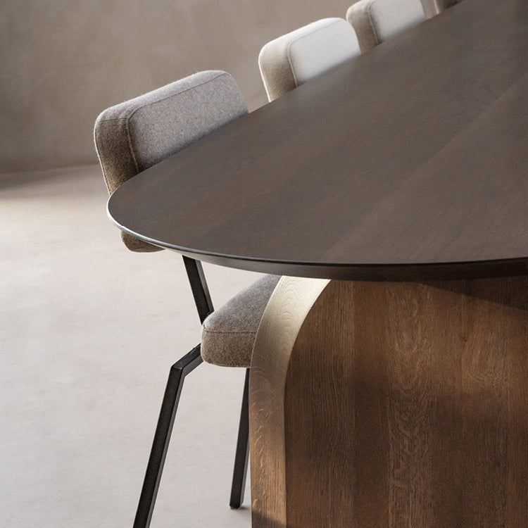 Pine Solid Wood Dining Table Modern Oval Dining Table with Double Pedestal