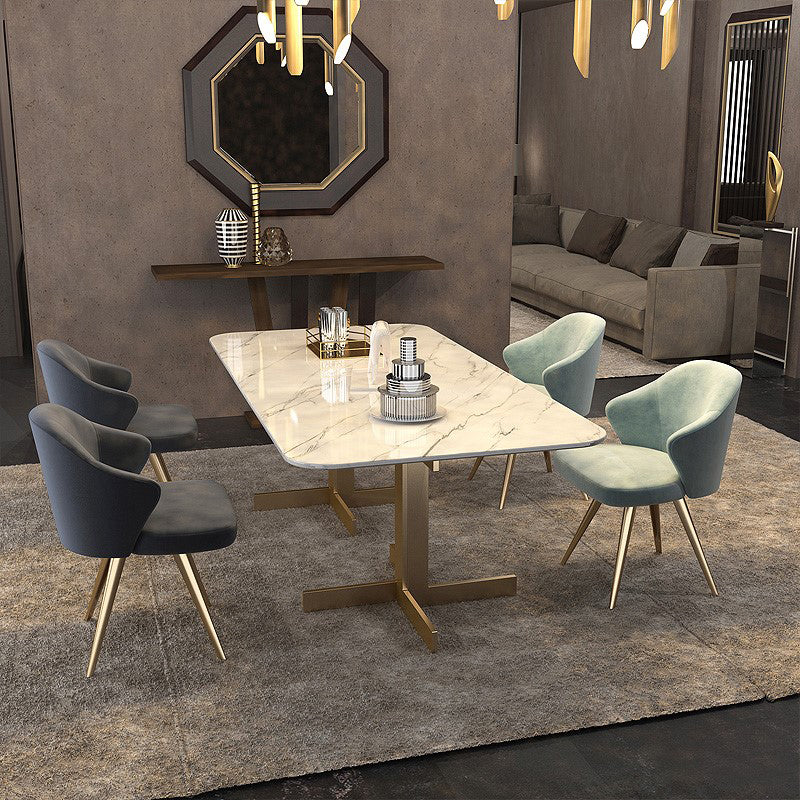 Traditional Luxury Dining Table White Marble Rectangle Dining Table for Home