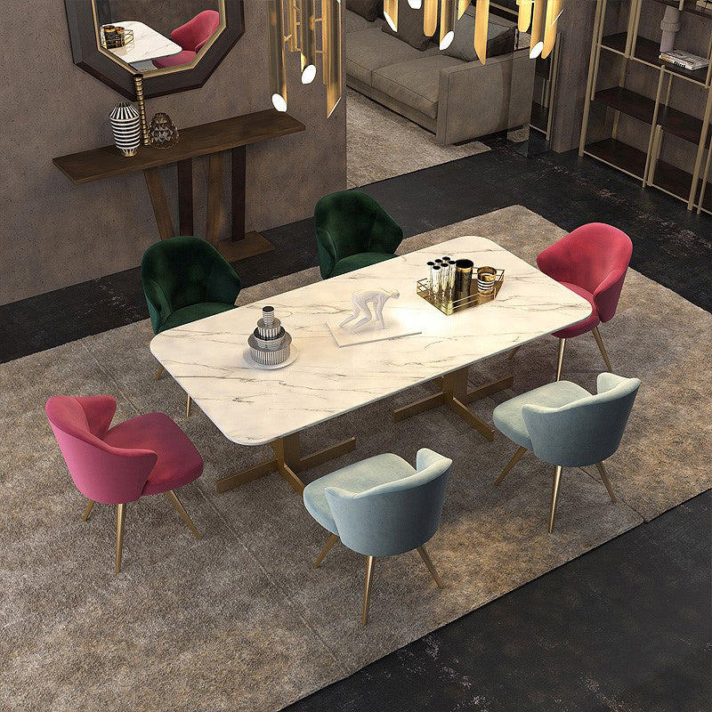 Traditional Luxury Dining Table White Marble Rectangle Dining Table for Home