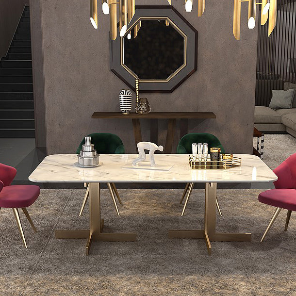 Traditional Luxury Dining Table White Marble Rectangle Dining Table for Home