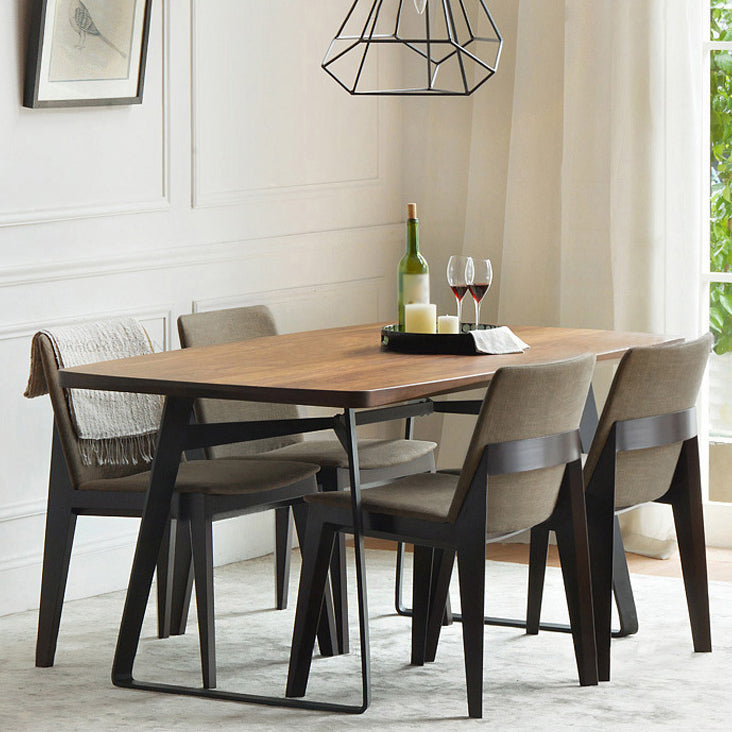 Solid Wood Top Dining Table Traditional Luxury Rectangle Table with Sled Base