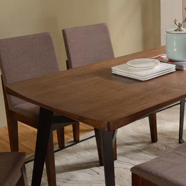 Solid Wood Top Dining Table Traditional Luxury Rectangle Table with Sled Base