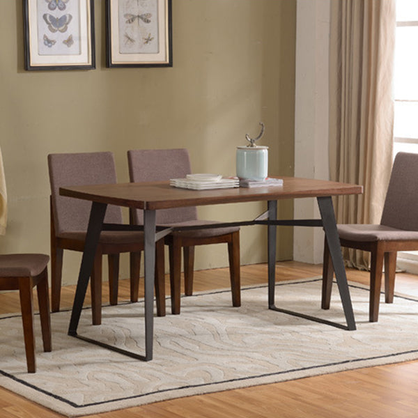 Solid Wood Top Dining Table Traditional Luxury Rectangle Table with Sled Base