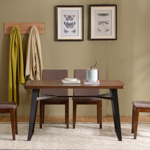 Solid Wood Top Dining Table Traditional Luxury Rectangle Table with Sled Base