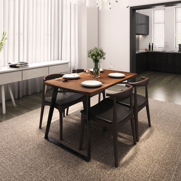 Solid Wood Top Dining Table Traditional Luxury Rectangle Table with Sled Base