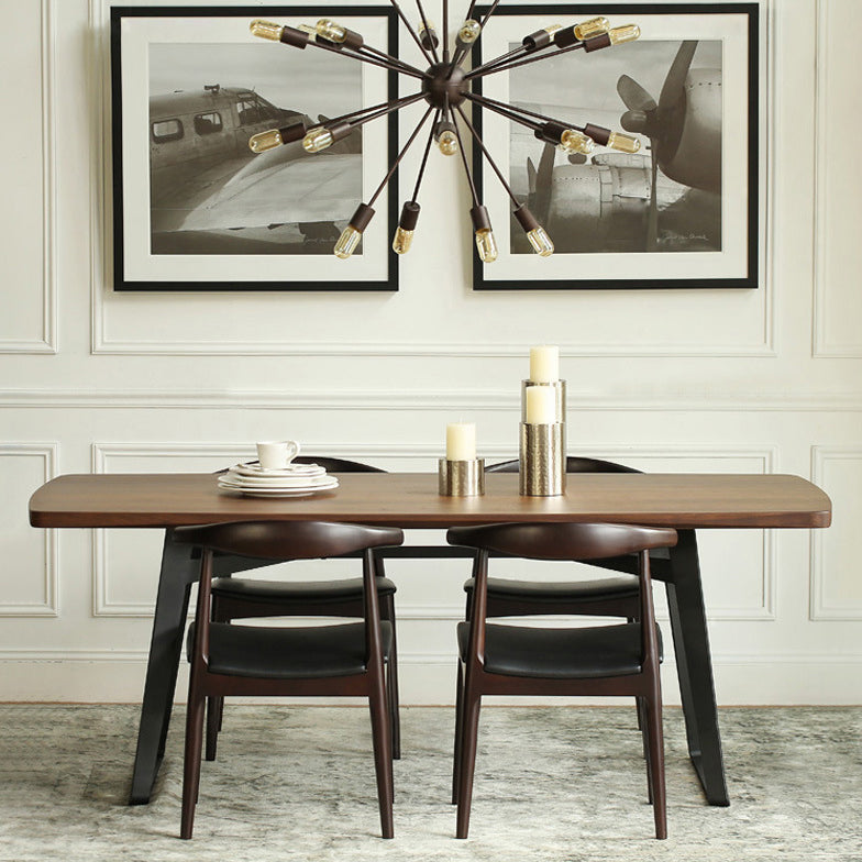 Solid Wood Top Dining Table Traditional Luxury Rectangle Table with Sled Base