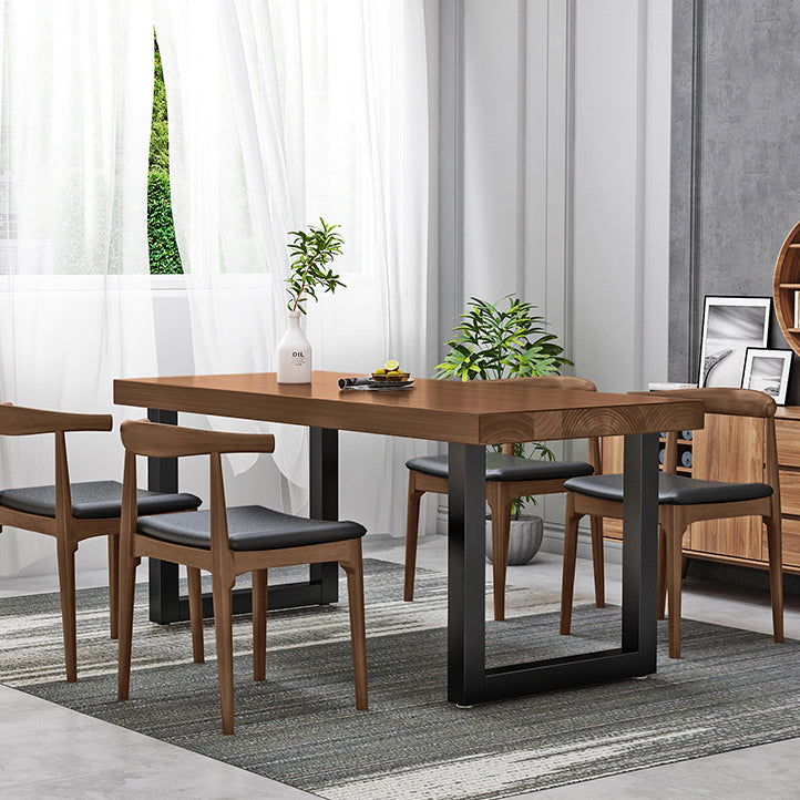 Solid Wood Top Dining Table Traditional Luxury Pine Wood Table with Sled Base