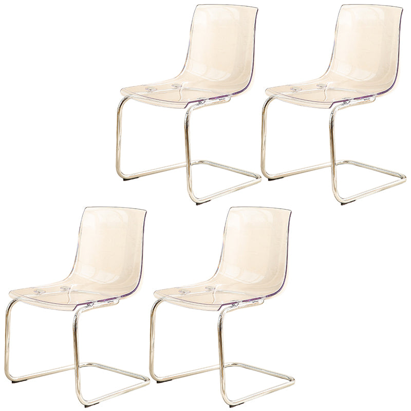 Acrylic Dining Armchair Contemporary Side Chair with Silver Base