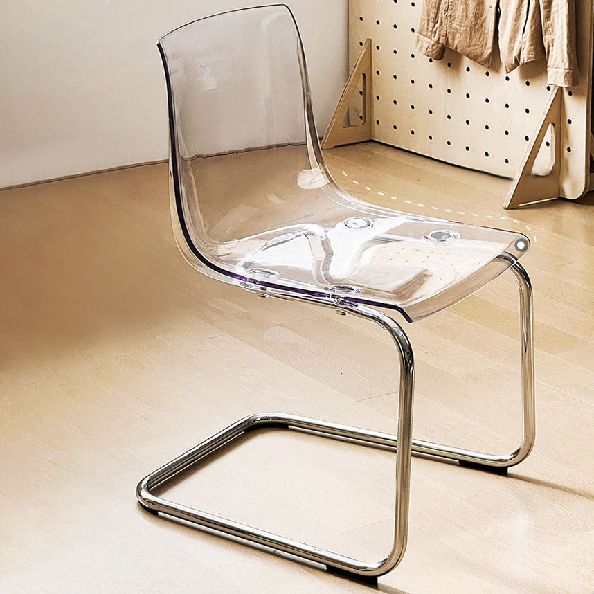 Acrylic Dining Armchair Contemporary Side Chair with Silver Base