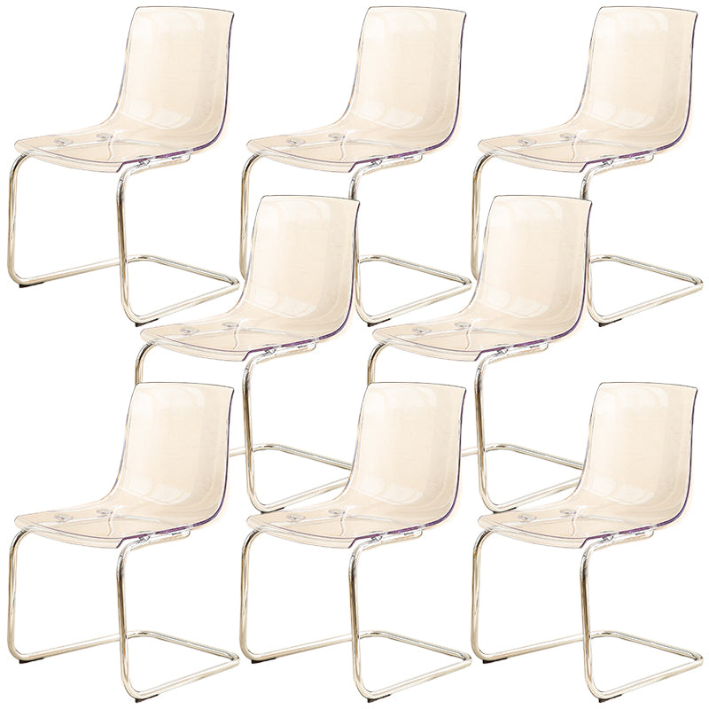 Acrylic Dining Armchair Contemporary Side Chair with Silver Base