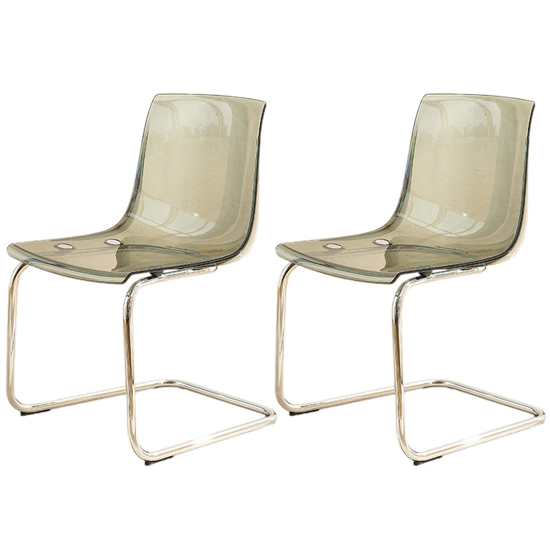 Acrylic Dining Armchair Contemporary Side Chair with Silver Base
