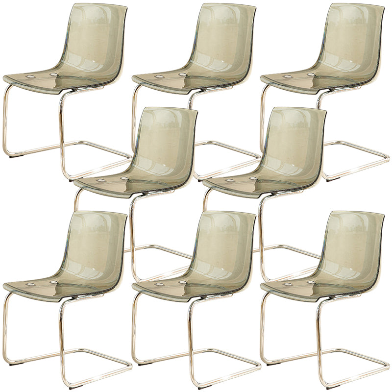 Acrylic Dining Armchair Contemporary Side Chair with Silver Base