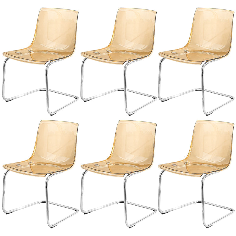 Acrylic Dining Armchair Contemporary Side Chair with Silver Base