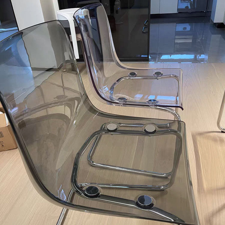 Acrylic Dining Armchair Contemporary Side Chair with Silver Base