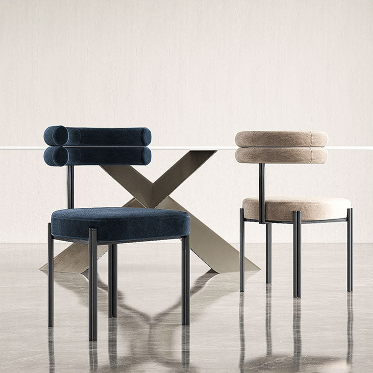 Contemporary Open Back Side Chair Upholstered Armless Dining Chair