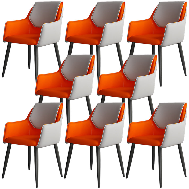 Modern Faux Leather Dining Chair Parsons Chair with Steel Legs in Matte Finish for Home