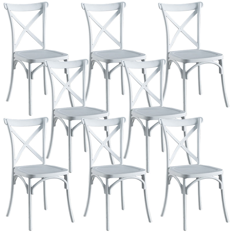 Contemporary Plastic Chair Cross Back Side Chair in Matte Finish for Home