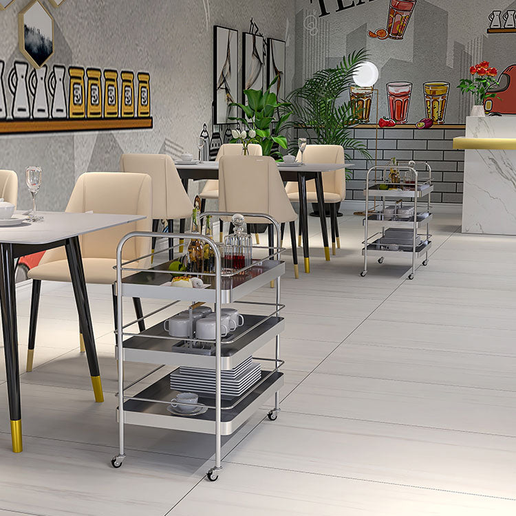 Modern Metal Rolling Prep Table Rectangular Prep Table for Home Use