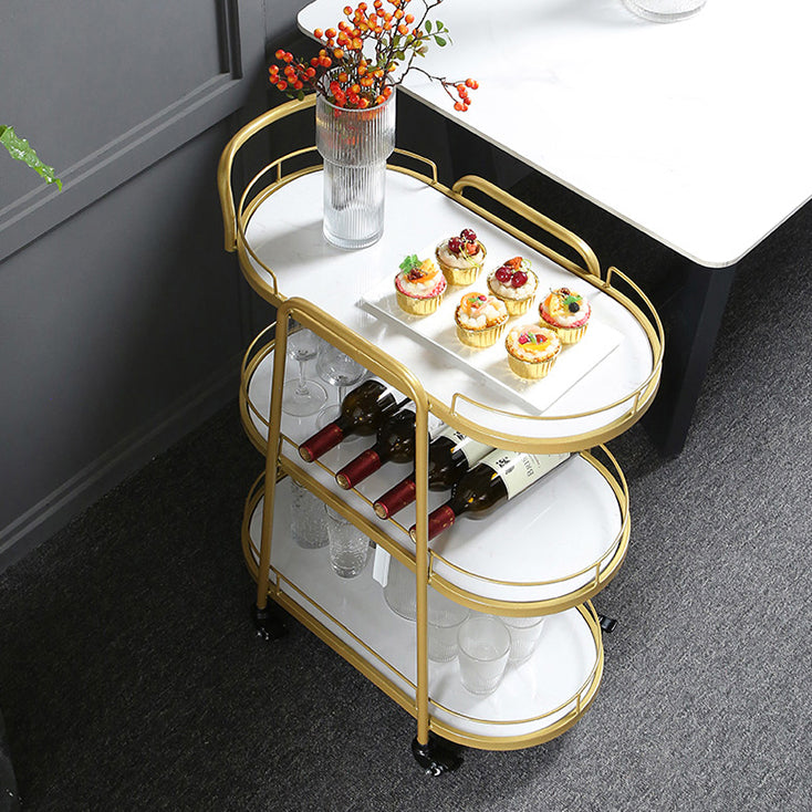 Contemporary Style Rolling Prep Table Stone Prep Table for Kitchen