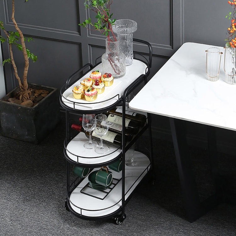 Contemporary Style Rolling Prep Table Stone Prep Table for Kitchen