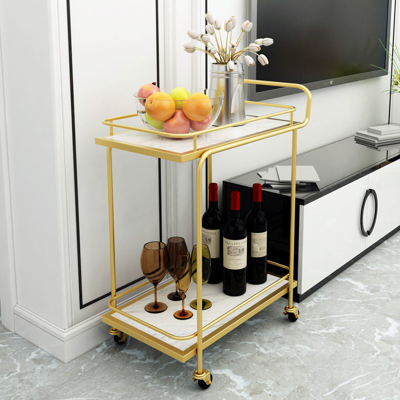 29.92"H Rolling Modern Prep Table Marble Rectangular Prep Table for Home Use