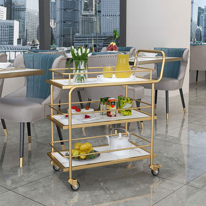 Metal Modern Prep Table Rolling Rectangular 33.86"H Prep Table for Dining Room