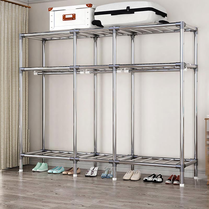 Contemporary Style Wardrobe Cabinet Steel Frame Wardrobe Armoire for Bedroom