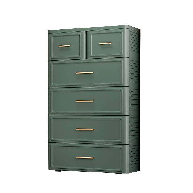 White and Green Non-Hanging Armoire Contemporary Plastic Cabinet